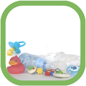 Pacifiers, bottles and kitchenware